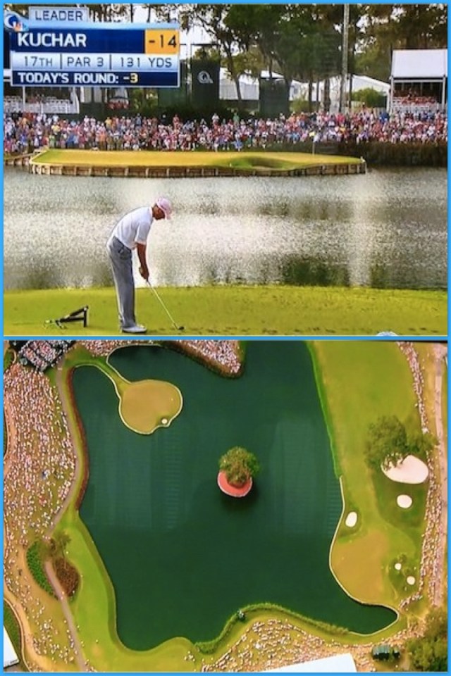 著名的第17三桿洞, 10%以上的球員, 球落水裡.